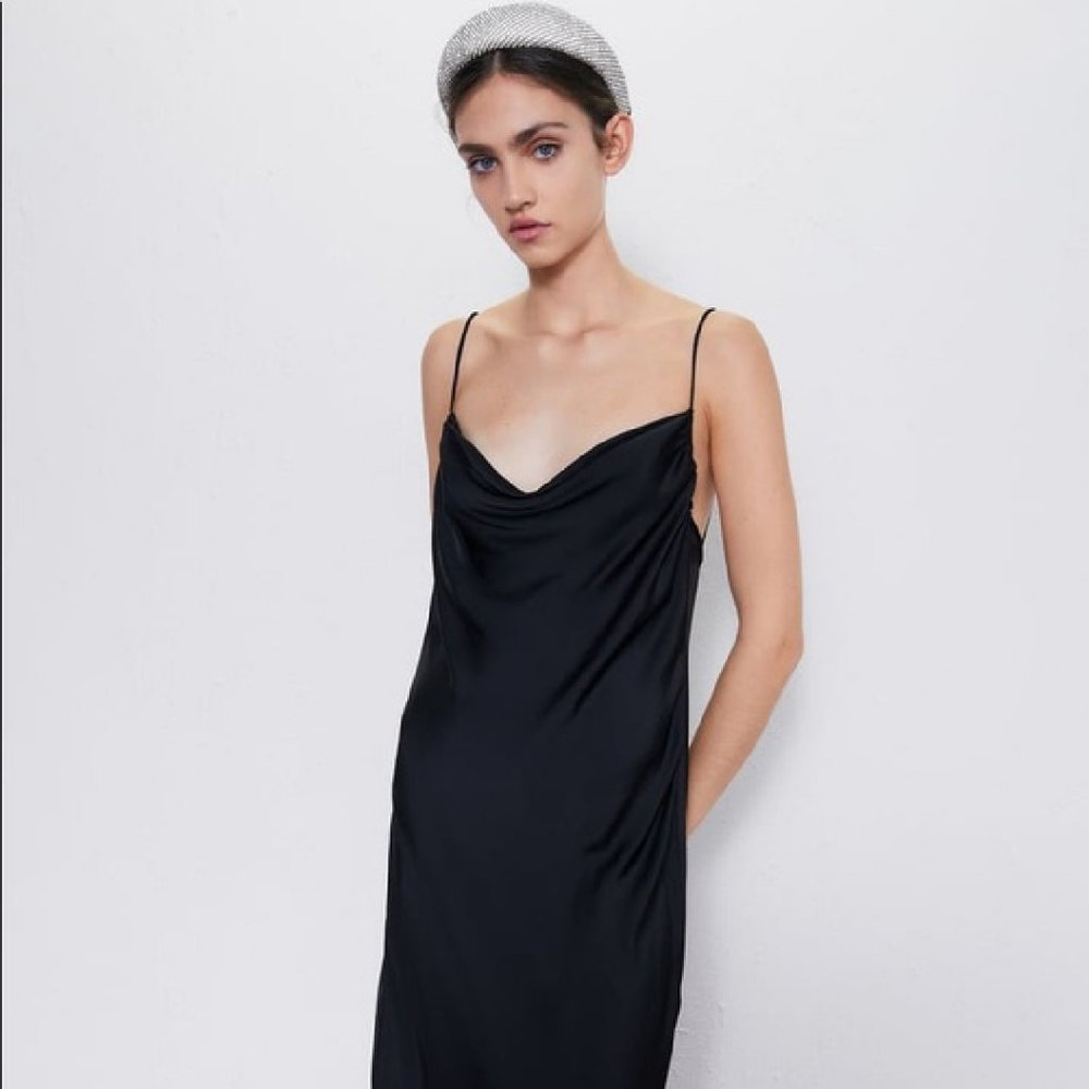 Low Cowl Neck And Back Midi Dress